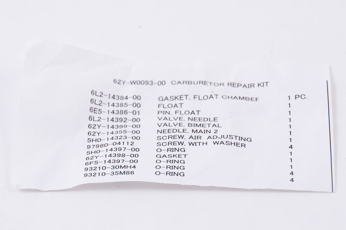 Yamaha 62Y-W0093-00-00 - Carb repair kit