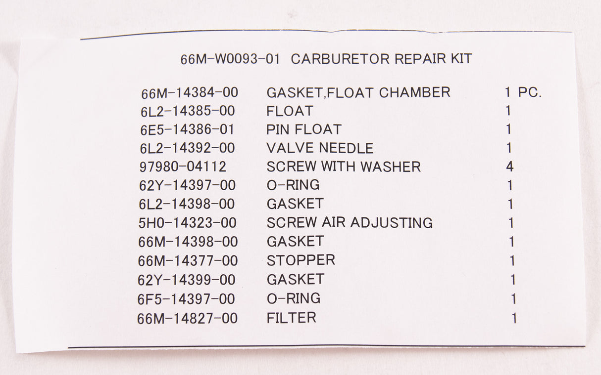 Yamaha 66M-W0093-01-00 - Carburetor repair kit