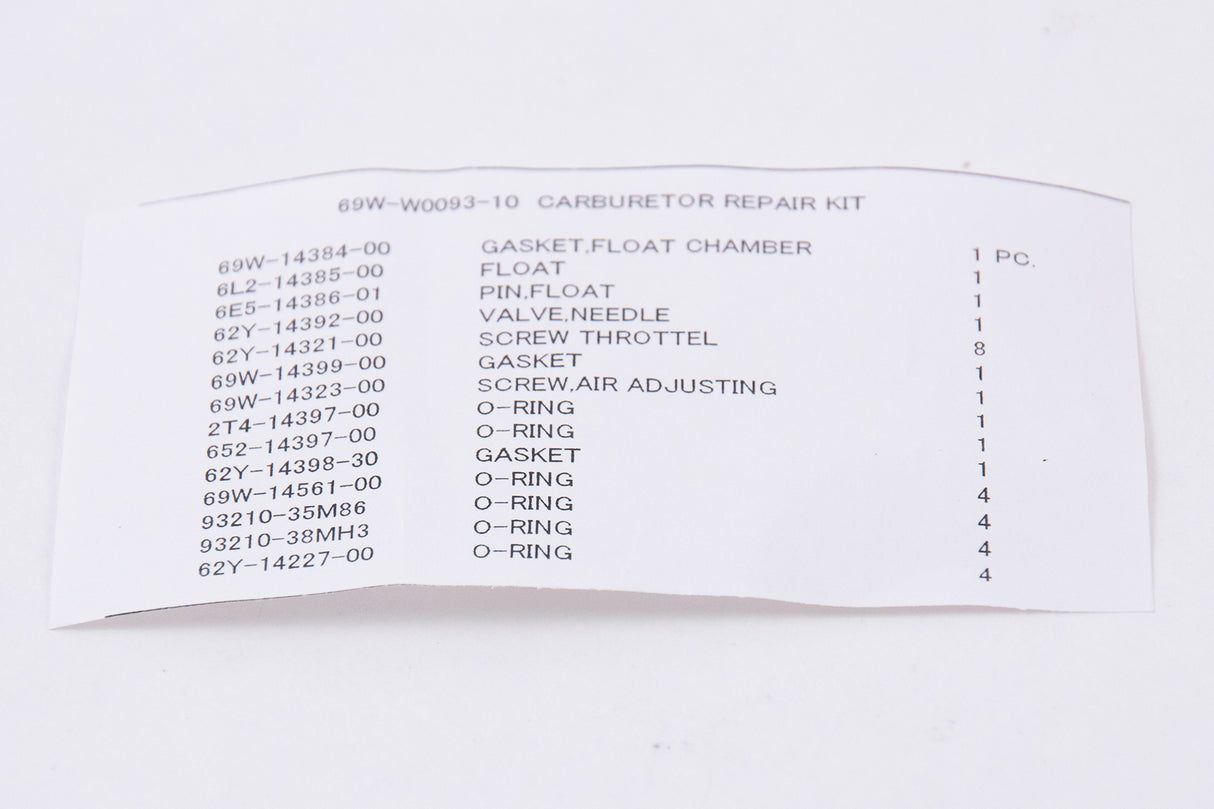 Yamaha 69W-W0093-10-00 - Carburetor repair kit