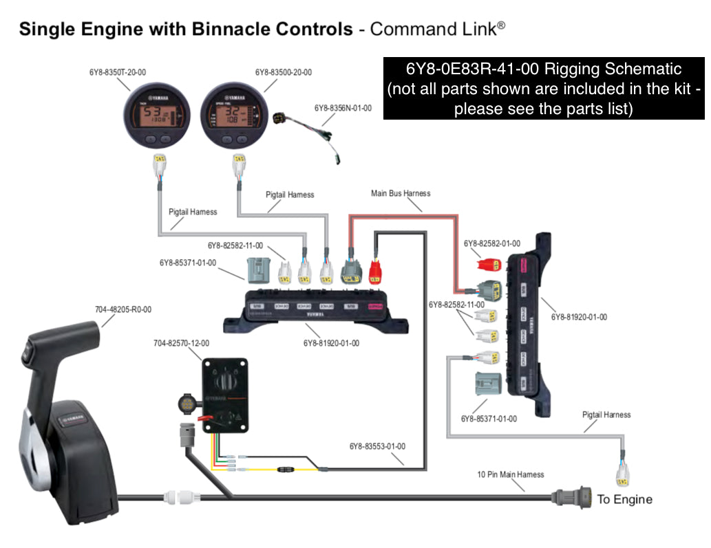 Yamaha 6Y8-0E83R-41-00 - Command Link Single Engine Gauge Kit - Round Two Gauge Kit