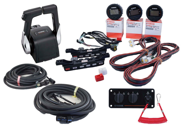 Yamaha 6Y8-0E83R-51-00 - Command Link Twin Engine Gauge Kit with 704 Control Box - Round Three Gauge Kit