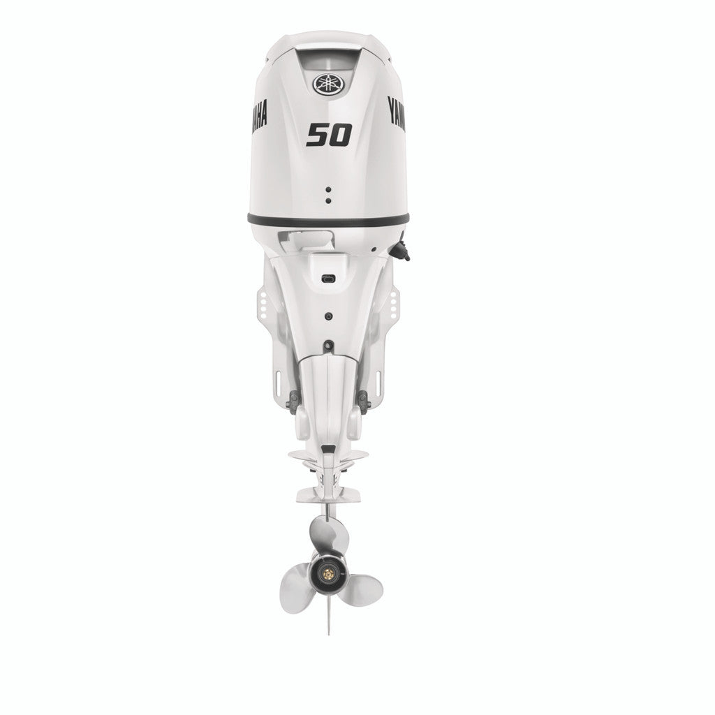 Yamaha F50LC2 Outboard - 20-Inch Shaft | Pearl White | Remote Control | Electric Start | Power Trim & Tilt |