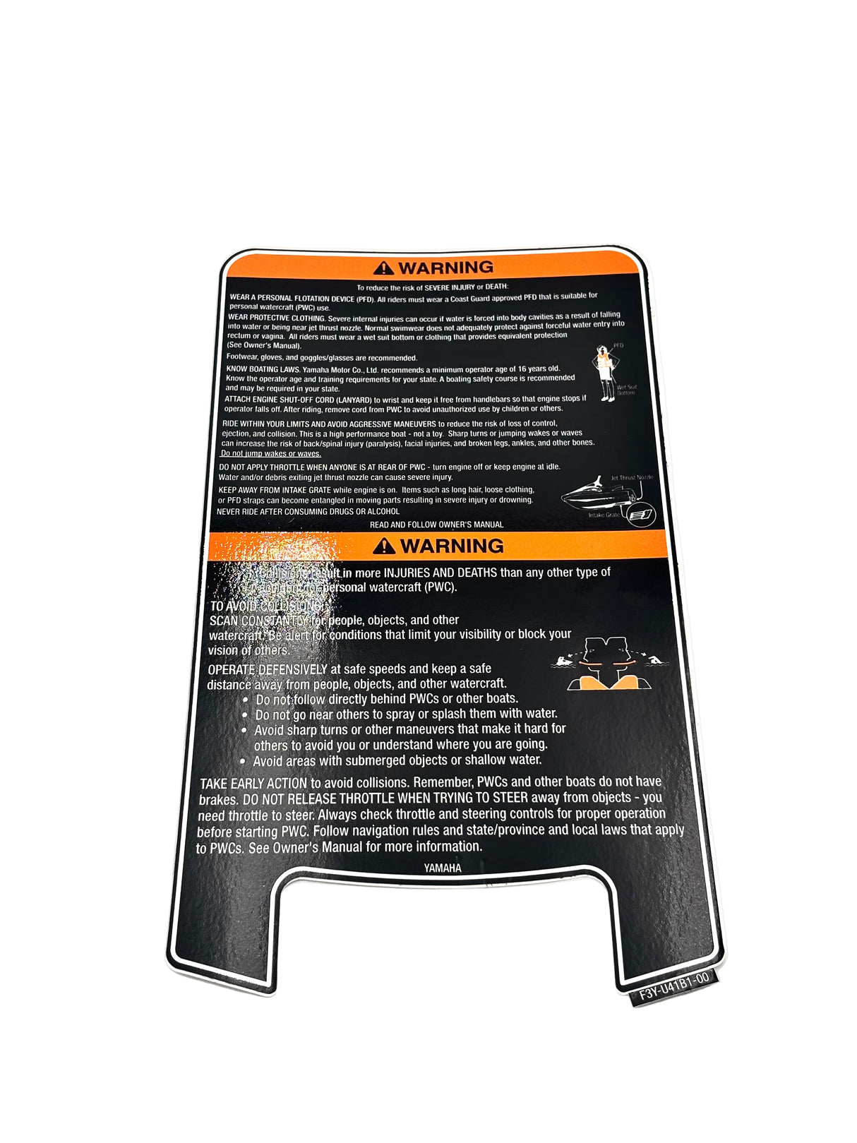 Yamaha F3Y-U41B1-00-00 - Warning Unit Label
