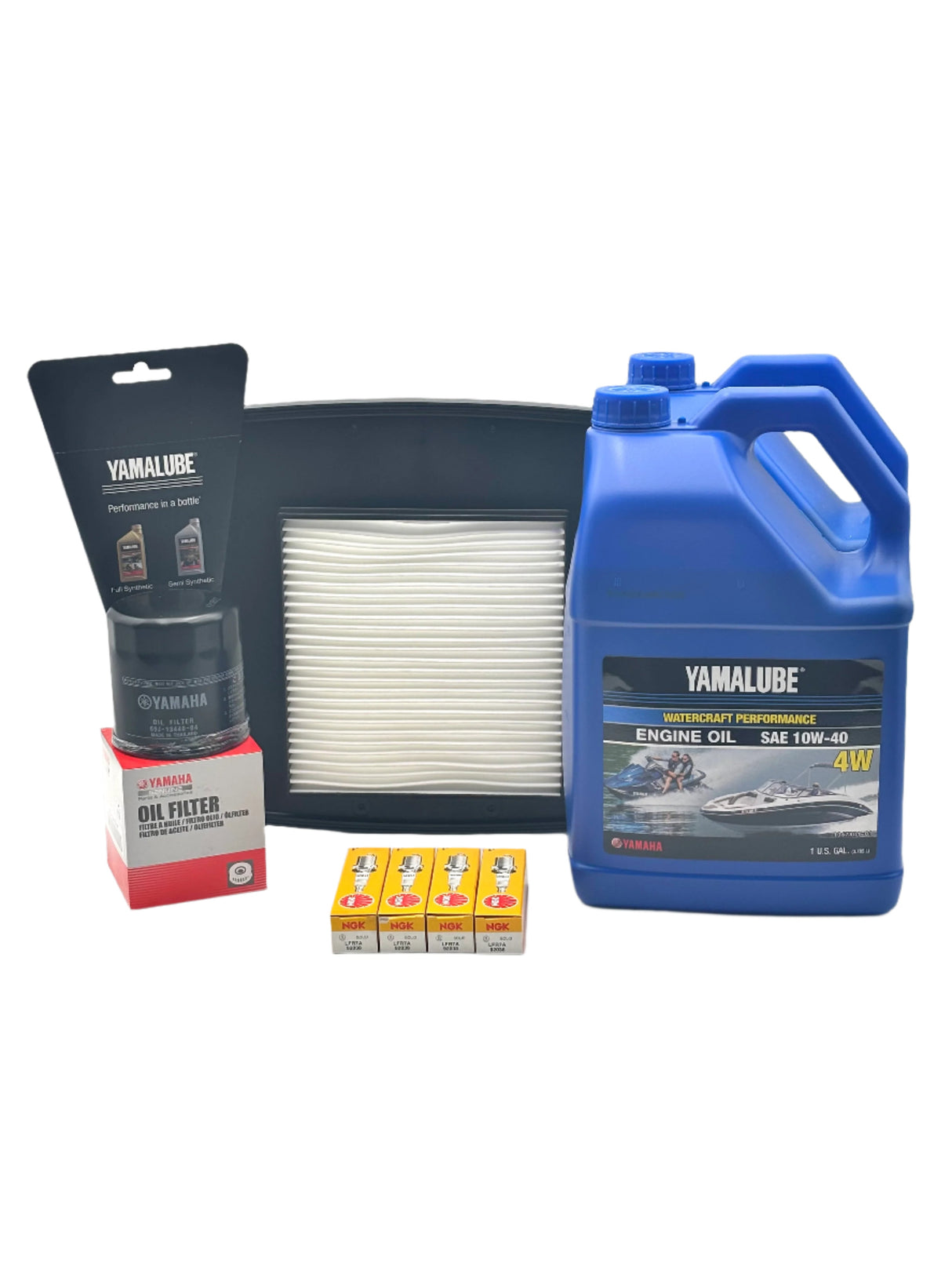 Yamaha SX190 & SX190 California service maintenance kit with Yamalube oil, oil filter and funnel for routine Yamaha jet boat maintenance.