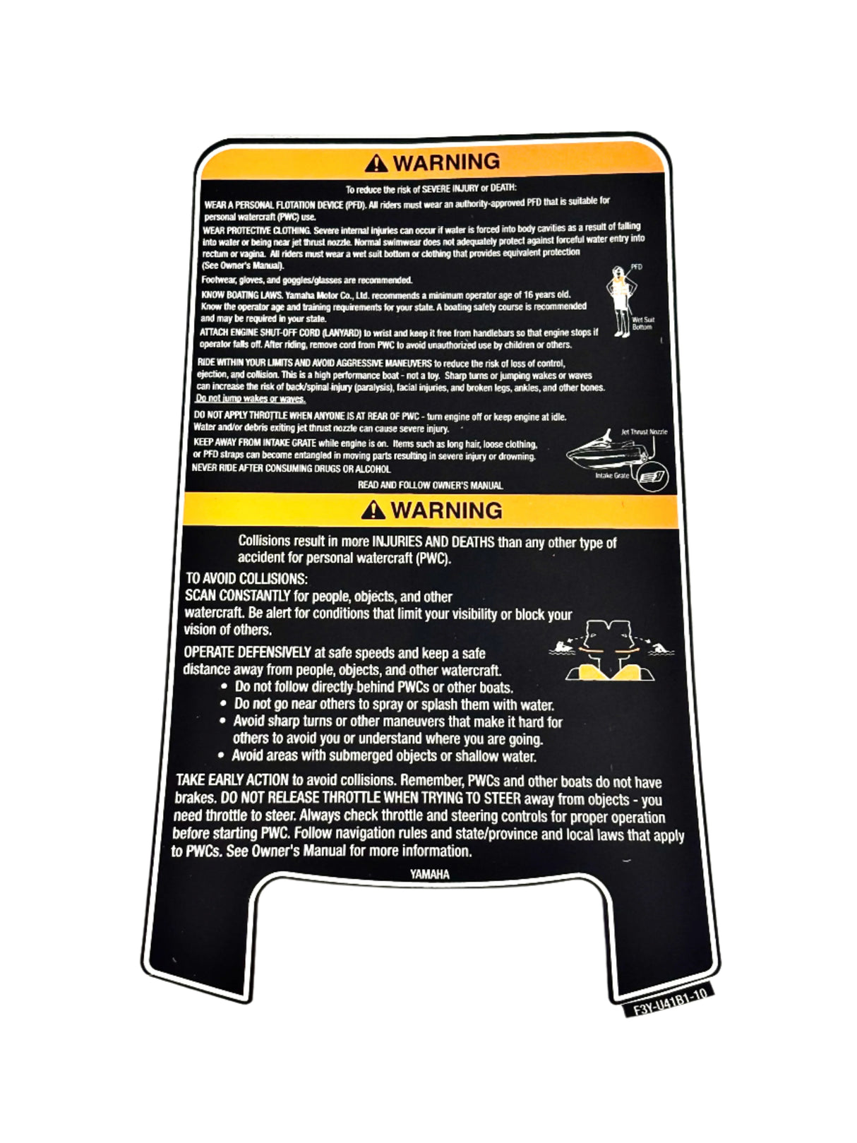 Yamaha F3Y-U41B1-10-00 - Warning Unit Label