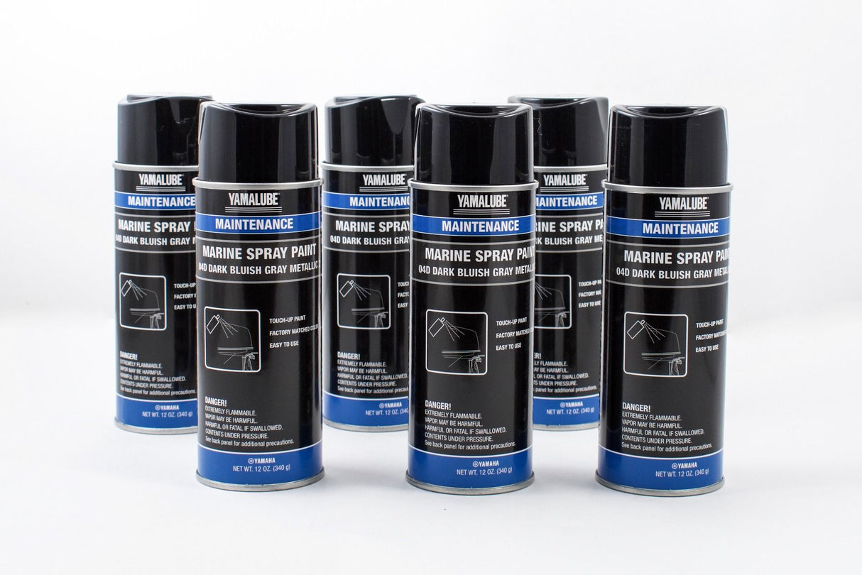 Yamaha ACC-MRNPA-IT-4D - Marine Outboard Engine Cowling Spray Paint 4D - Dark Bluish Gray Metallic - 12 oz. - 6-Pack