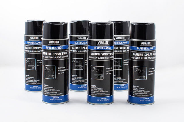 Yamaha ACC-MRNPA-IT-4D - Marine Outboard Engine Cowling Spray Paint 4D - Dark Bluish Gray Metallic - 12 oz. - 6-Pack