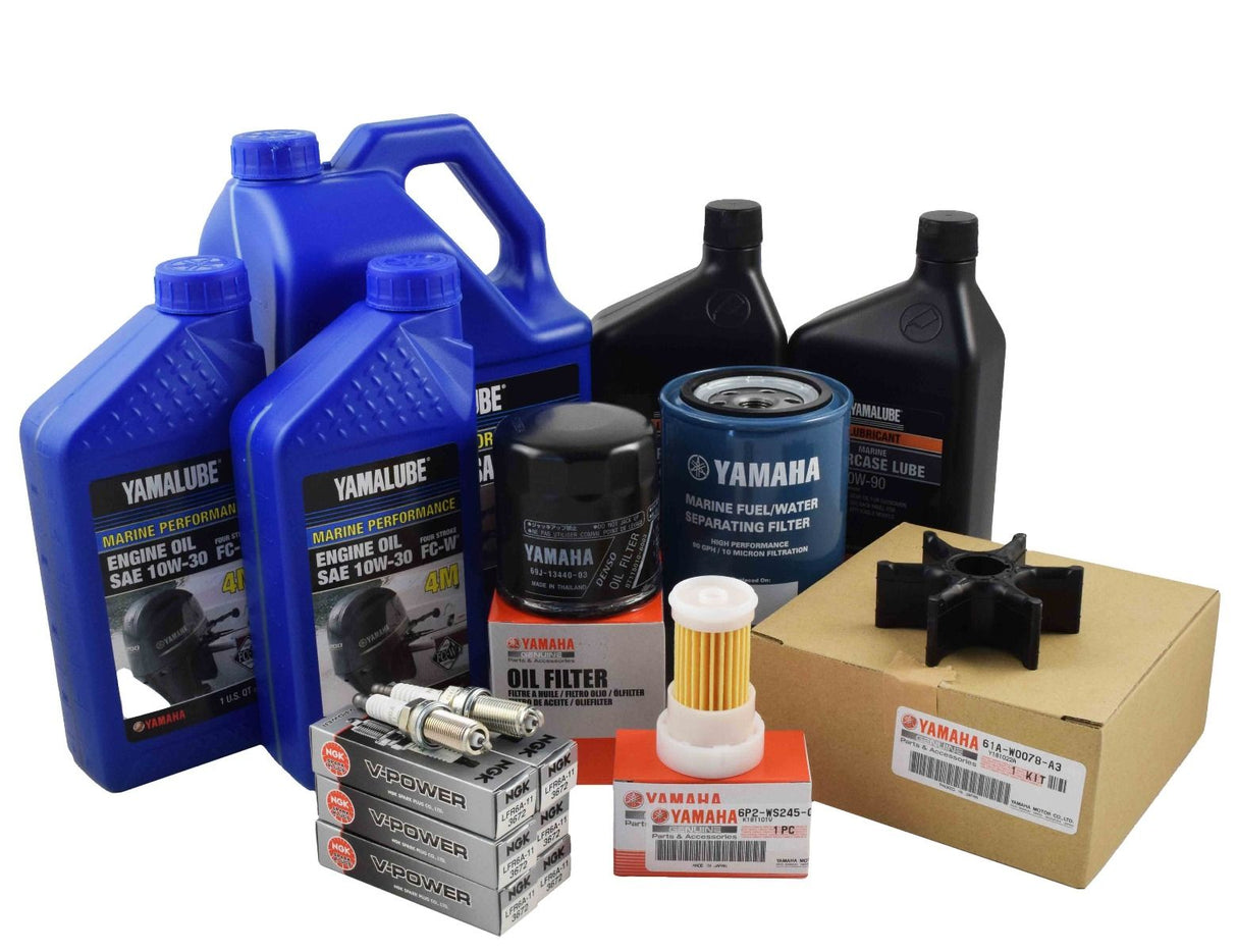 Yamaha 100 Hour Service Maintenance Kit with Cooling - Yamalube 10W-30 - F250 3.3L V6 - 2005