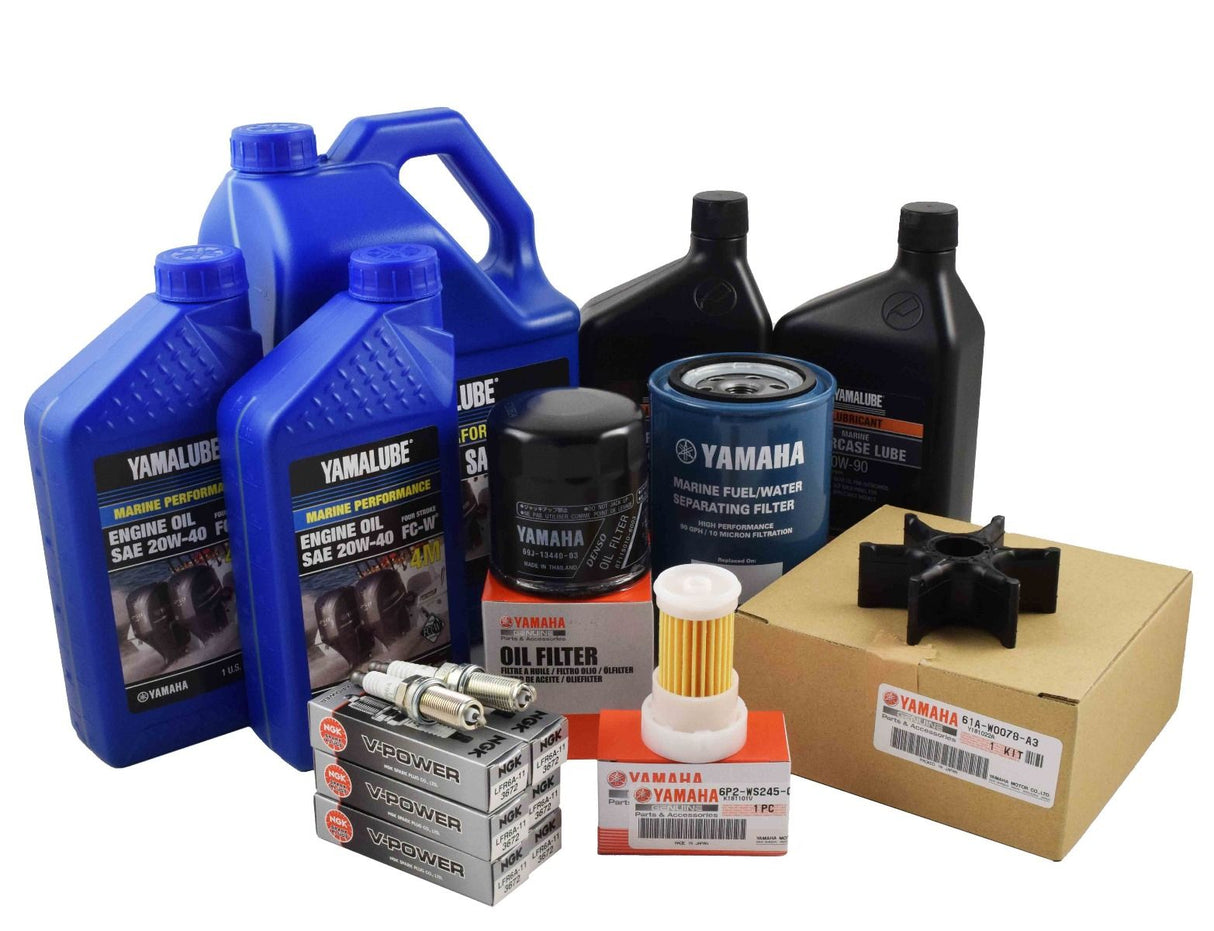 Yamaha 100 Hour Service Maintenance Kit with Cooling - Yamalube 20W-40 - F250 3.3L V6 - 2005
