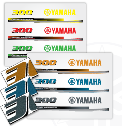 Yamaha MAR-426KT-27-01 - F300 Outboard Blue Metallic Cowling Decal Graphics Kit - Complete Set - F300 4.2L V6