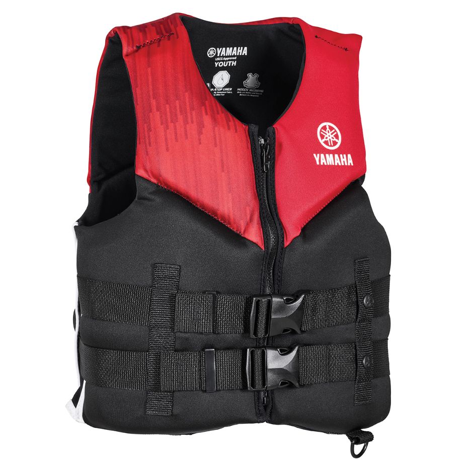 Yamaha Youth 21VNE Neoprene 2 - May-21Vne-Rd-Yt - Buckle Pfd - One Size-Red/Black/White - Youth