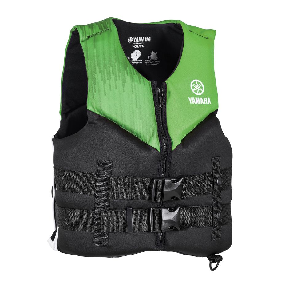 Yamaha Youth 21VNE Neoprene 2 - May-21Vne-Gn-Yt - Buckle Pfd - One Size-Black/Green/White - Youth