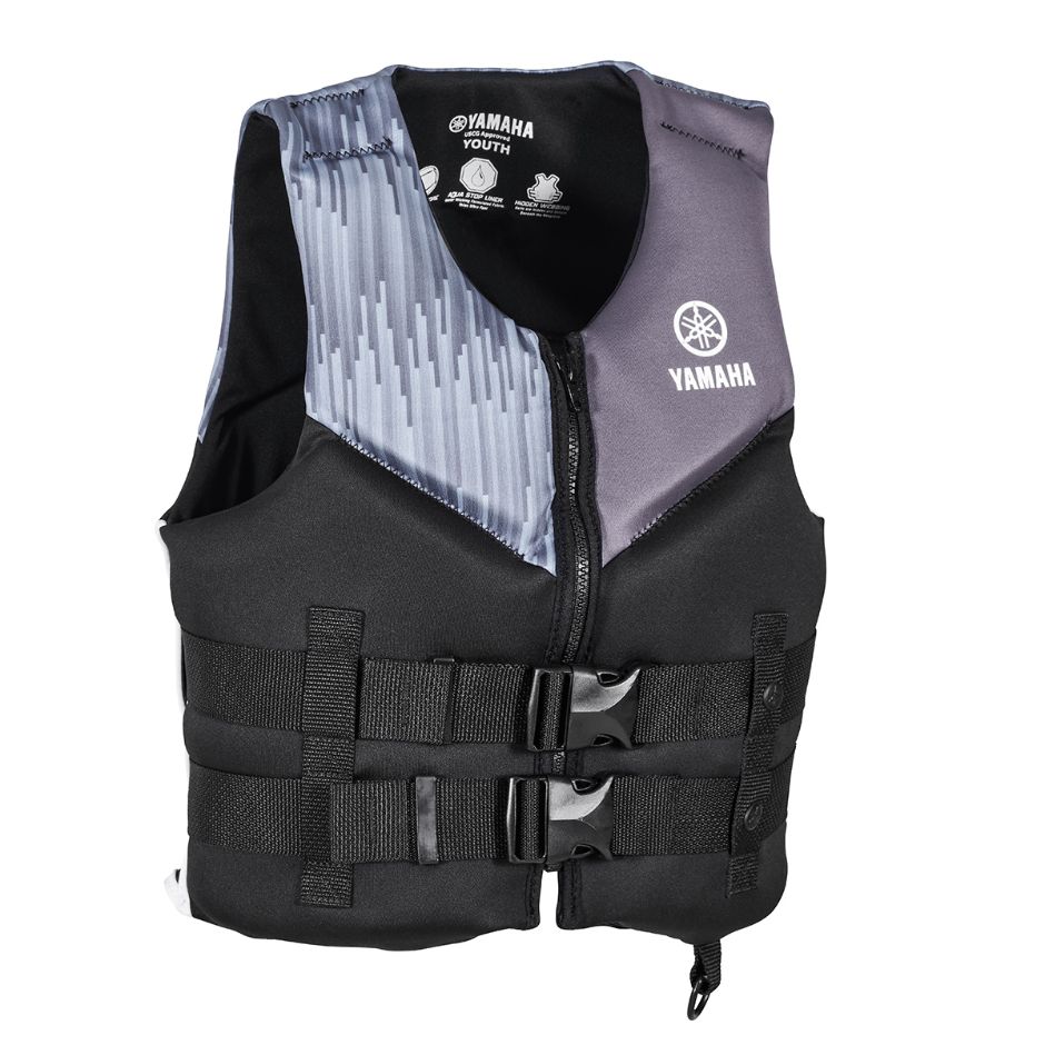 Yamaha Youth 21VNE Neoprene 2 - May-21Vne-Bk-Yt - Buckle Pfd - One Size-Black/Gray/White - Youth