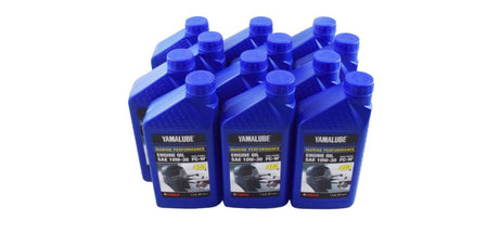 Yamaha LUB-10W30-FC-12 - Yamalube 10W30 Outboard Mineral 4M FC-W Marine Engine Oil Quart - 12 Pack