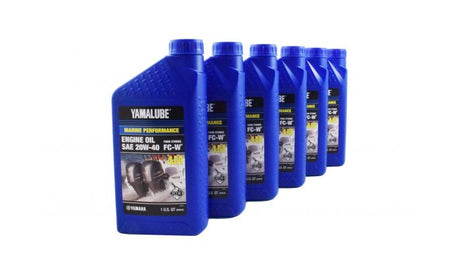 Yamaha LUB-20W40-FC-12 - Yamalube 20W40 Outboard Mineral 4M FC-W Marine Engine Oil Quart - 6 Pack