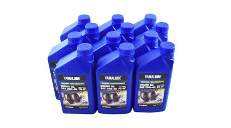 Yamaha LUB-20W40-FC-12 - Yamalube 20W40 Outboard Mineral 4M FC-W Marine Engine Oil Quart - 12 Pack