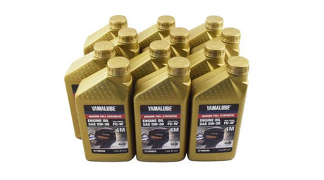 Yamaha LUB-05W30-FC-12 - Yamalube 5W30 Full Synthetic 4M FC-W Outboard Marine Engine Oil Quart - 12 Pack