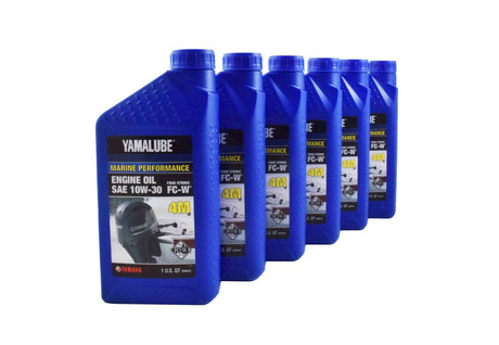 Yamaha LUB-10W30-FC-12 - Yamalube 10W30 Outboard Mineral 4M FC-W Marine Engine Oil Quart - 6 Pack