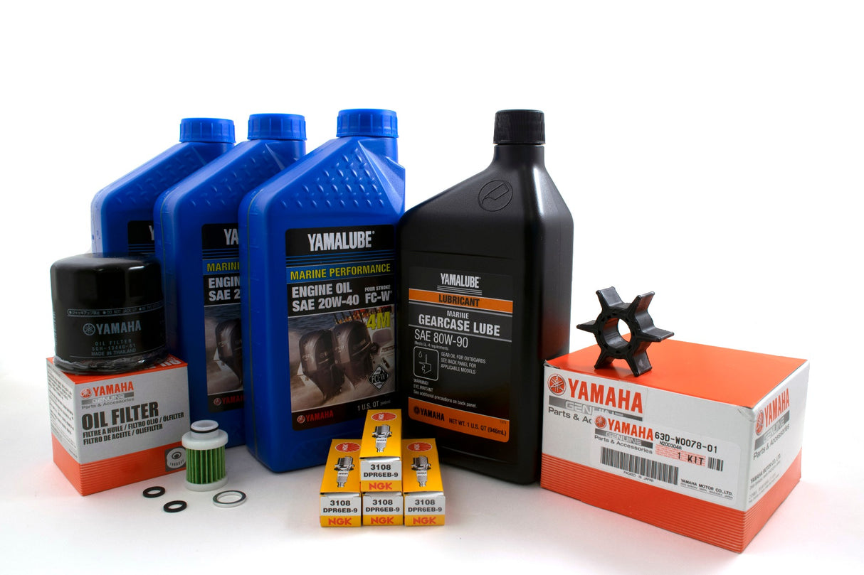 Yamaha 100 Hour Service Maintenance Kit with Cooling - Yamalube 20W-40 - F50 - 2006 - Current