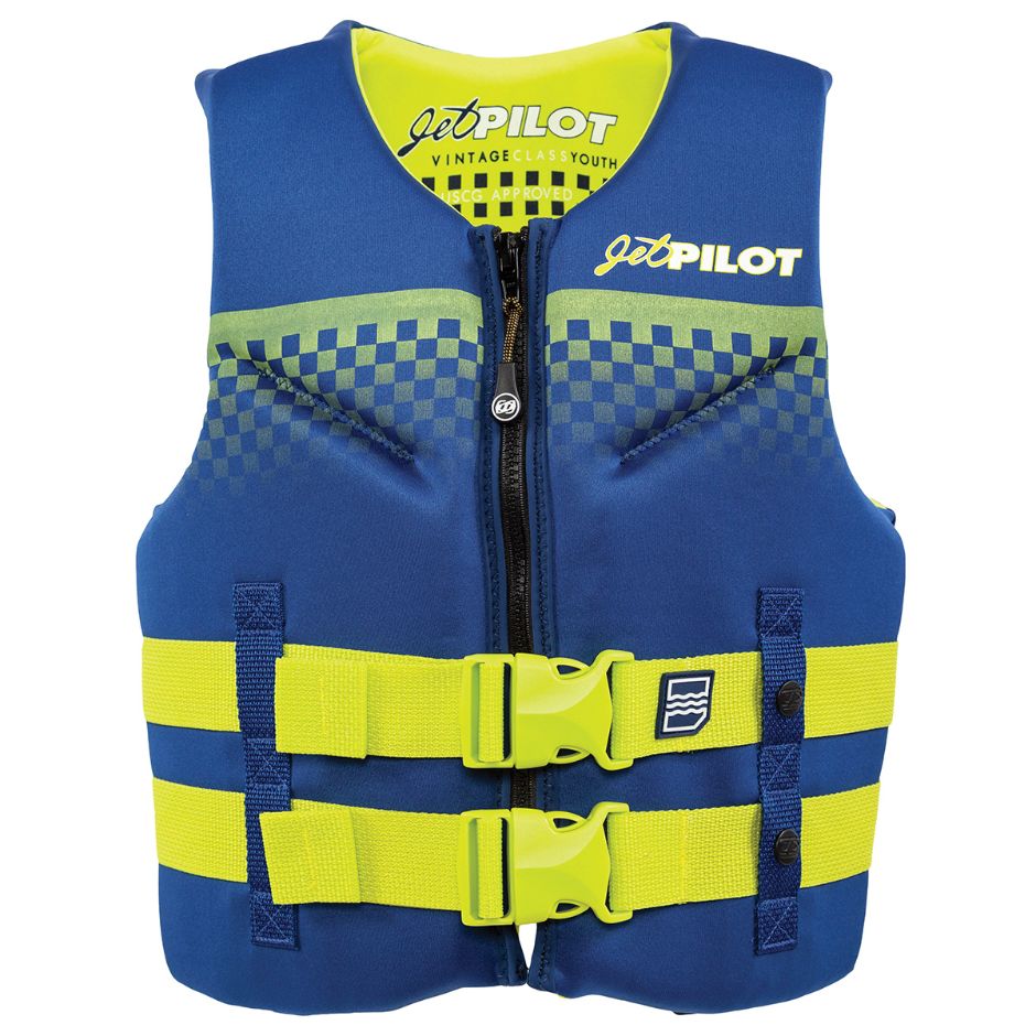 Yamaha Youth JetPilot Nylon Vintage Side Entry Buckle PFD - Wjp-21222-Nv-Yt - Navy/Neon Yellow - Youth