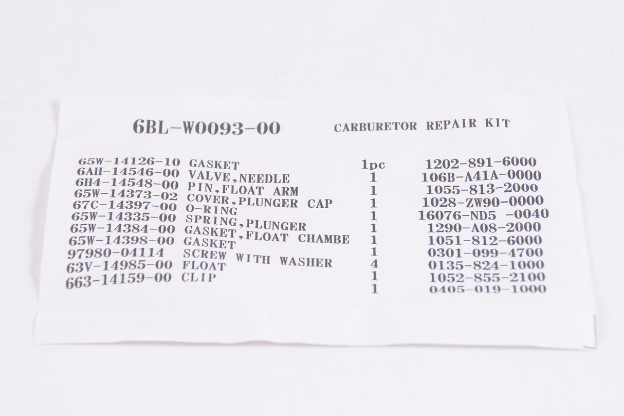 Yamaha 6BL-W0093-00-00 - F25 T25 Carb Repair Kit