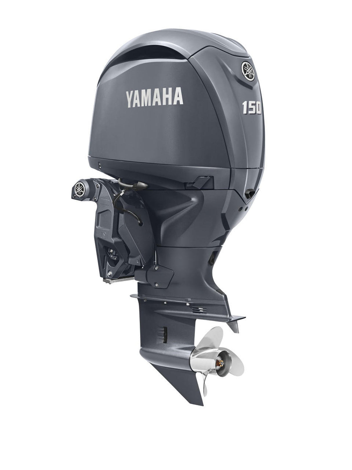 Yamaha F150XD Outboard - Gray | 25-Inch Shaft | Mechanical Control | Electric Start | Power Trim & Tilt