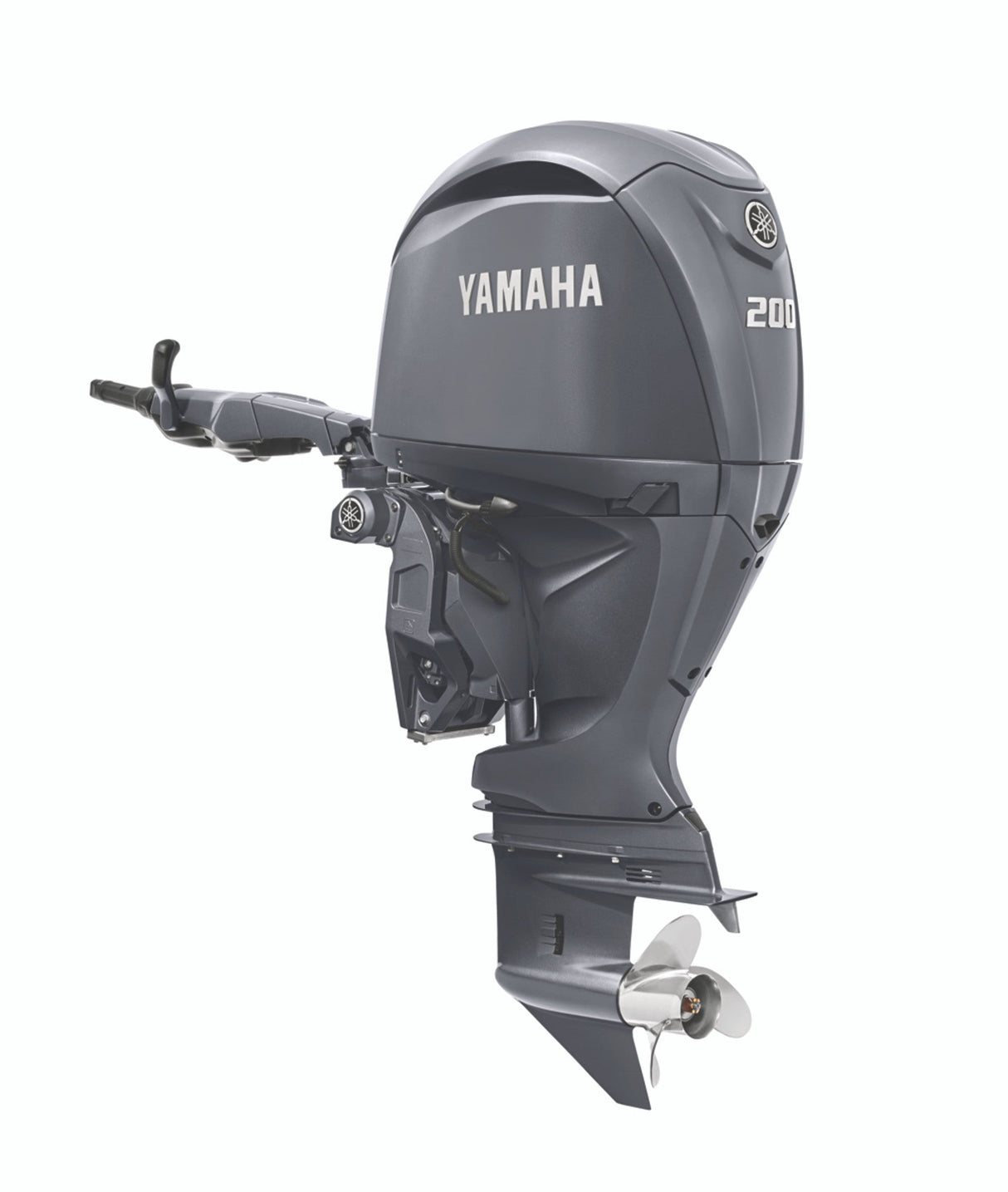 Yamaha F200XHA Oubtoard - Gray | 25-Inch Shaft | Tiller Handle | Electric Start | Power Trim  Tilt | EFI with Variable Camshaft Timing