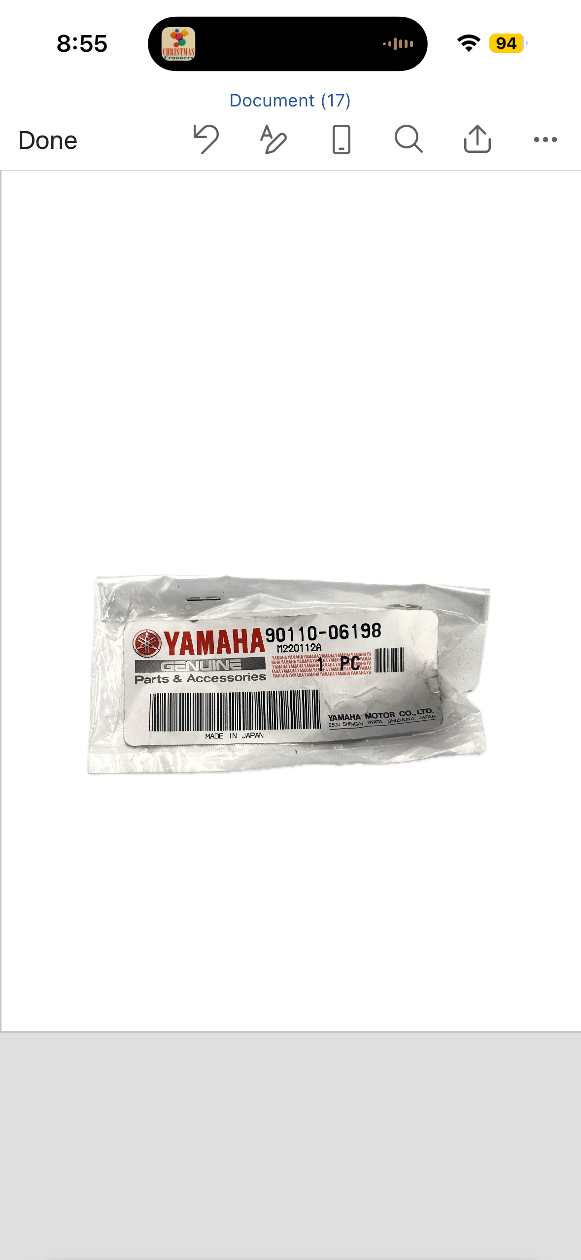 Yamaha 90110-06198-00 - Bolt,hex skt head