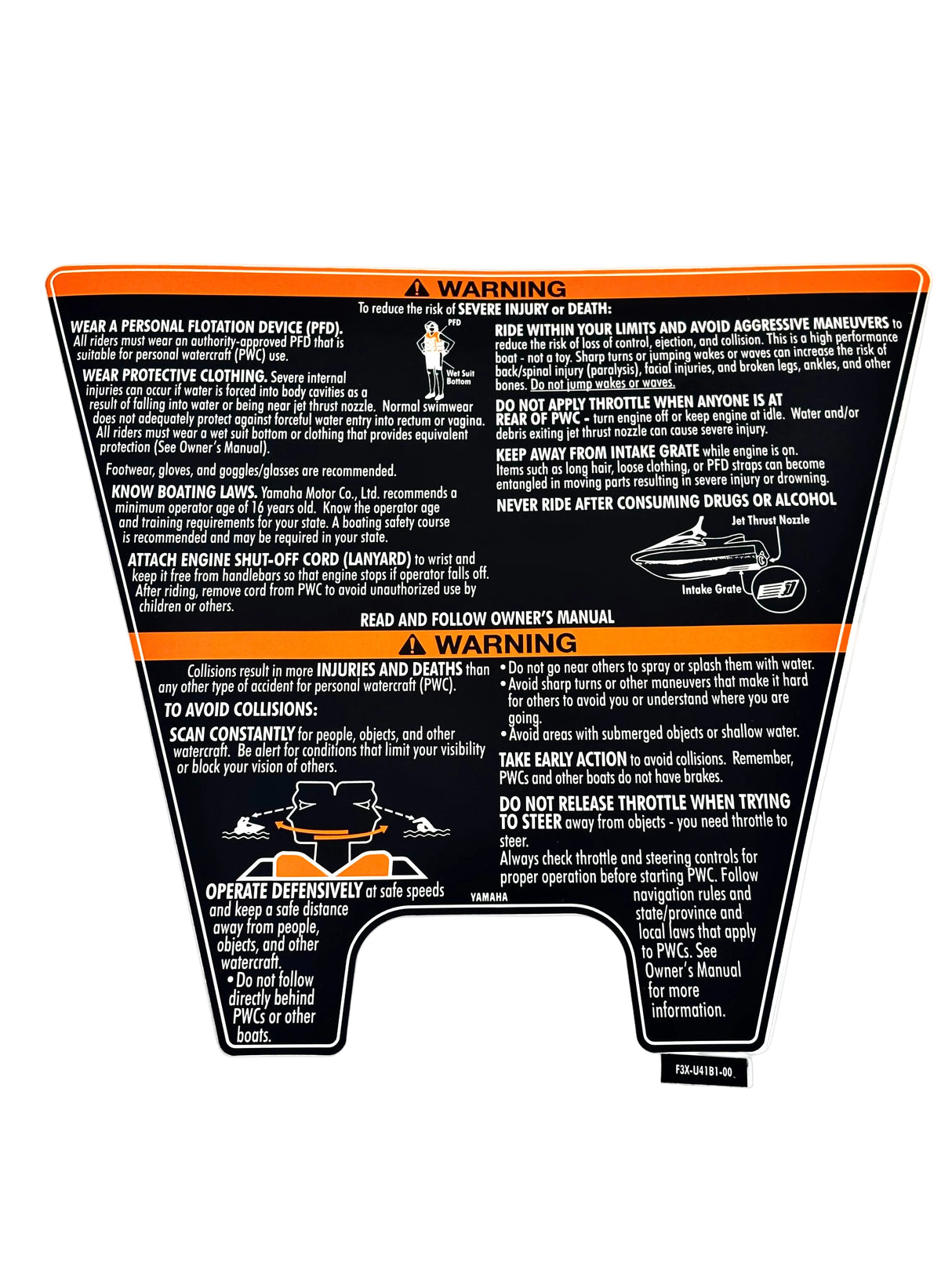 Yamaha F3X-U41B1-00-00 - Warning Unit Label