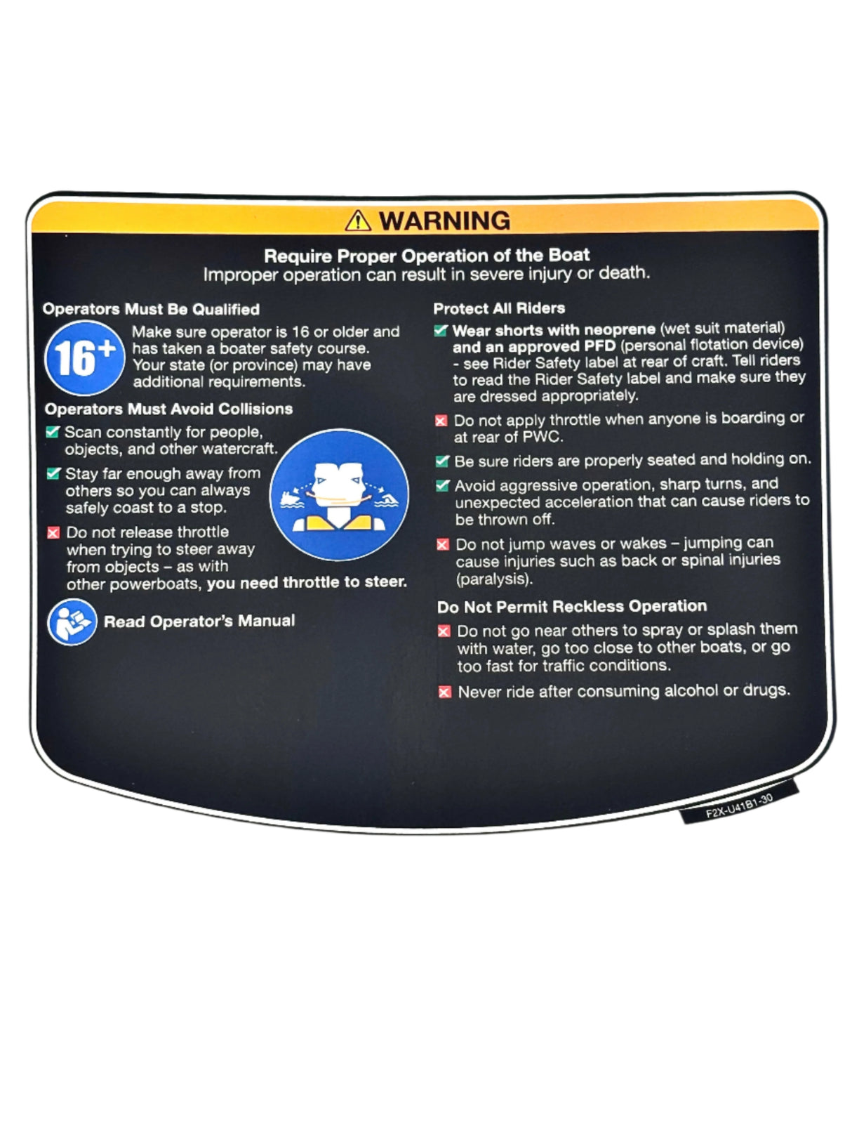 Yamaha F2X-U41B1-30-00 - Warning Unit Label