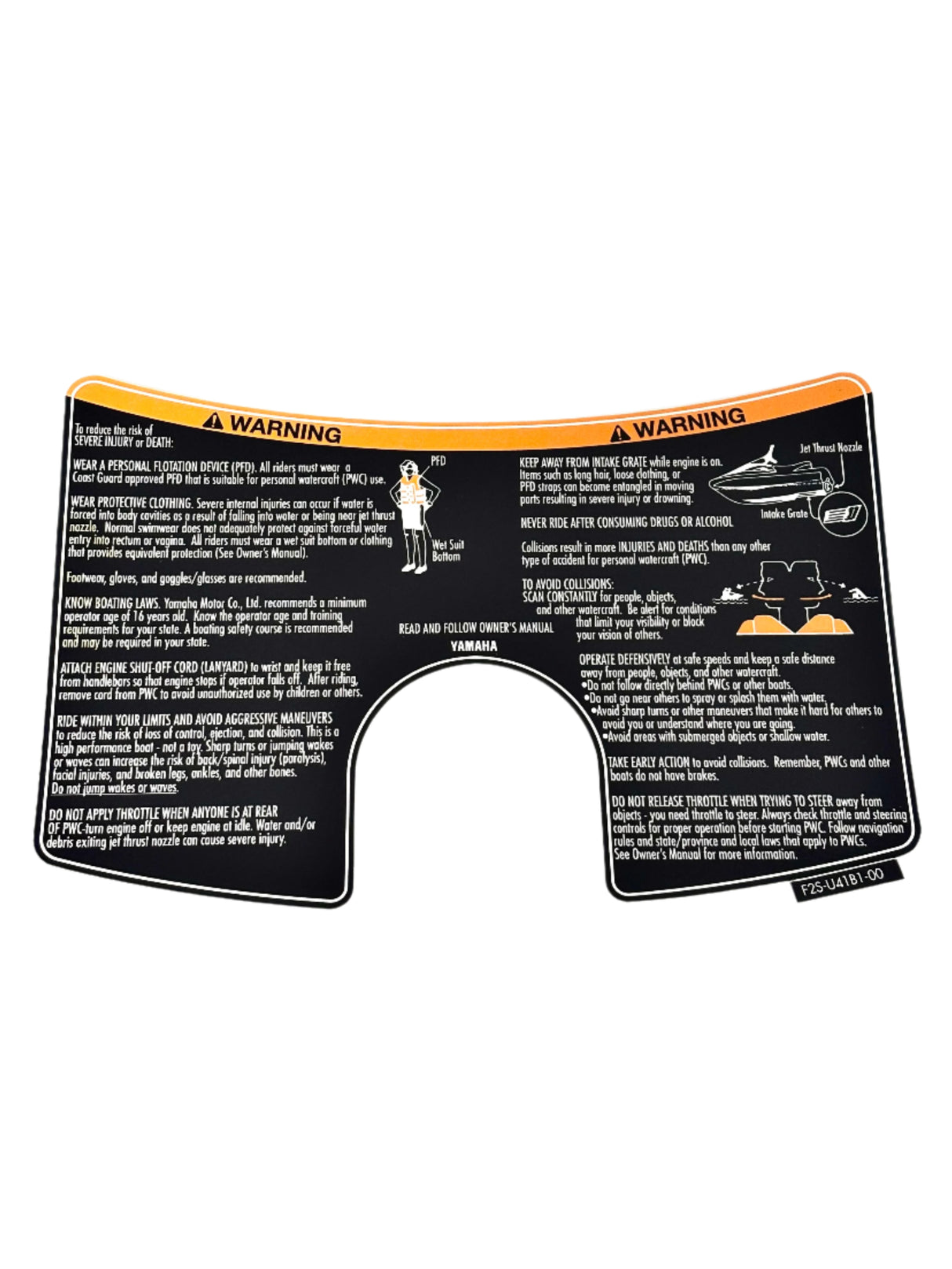 Yamaha F2S-U41B1-00-00 - Warning Unit Label