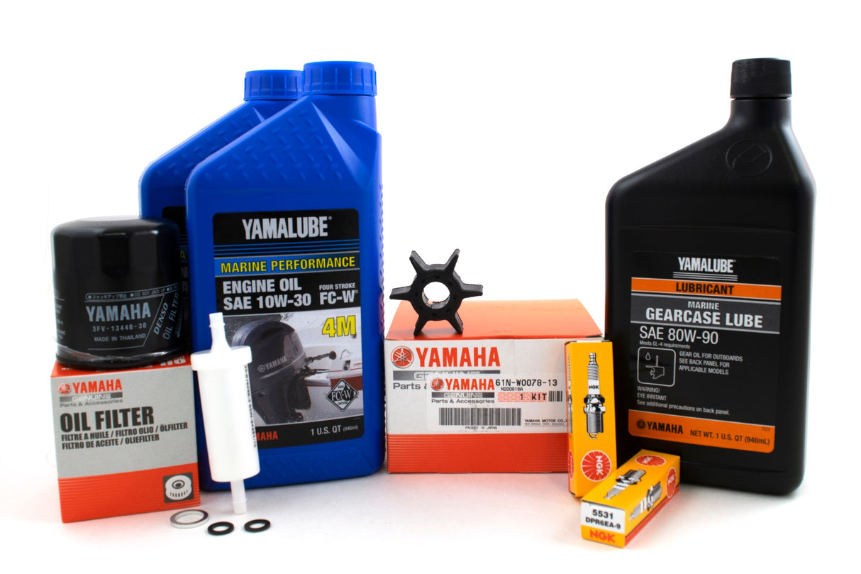 Yamaha 100 Hour Service Maintenance Kit w/ Cooling - Yamalube 10W-30 - F25 - 1998-1999