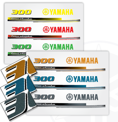 Yamaha MAR-426KT-73-02 - F225 Outboard Silver Metallic Cowling Decal Graphics Kit - Complete Set - F225 4.2L V6