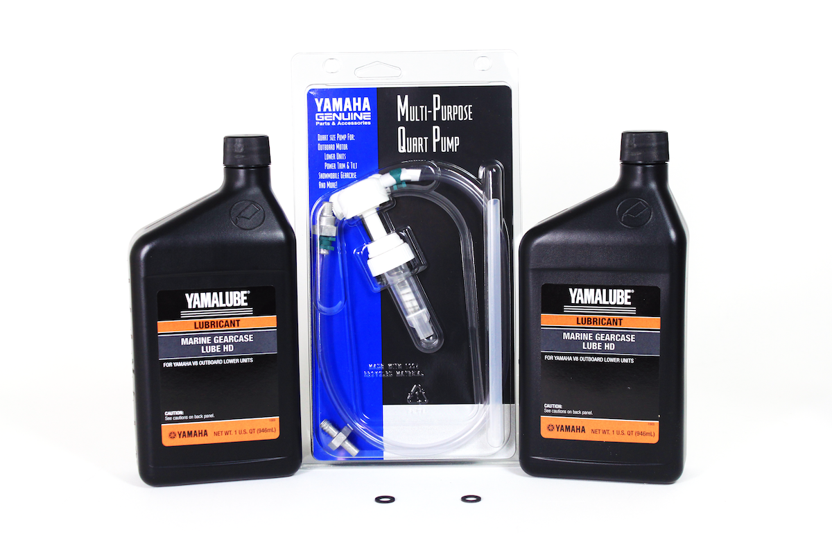 Yamaha ACC-GLUBE-HD-QT 90430-08003-00 (Supersedes 90430-08020-00) ACC-PUMP0-00-QT - Marine HD Gear Lube Oil Kit Outboard