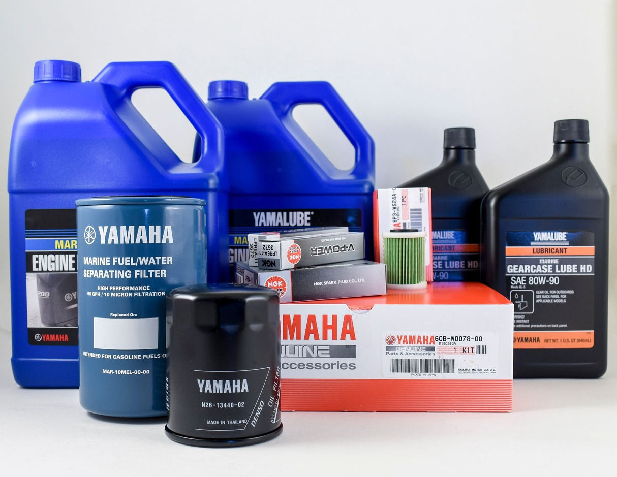 Yamaha 100 Hour Service Maintenance Kit With Cooling - Yamalube 10W-30 - VF200 VF225 VF250 SHO - LA Models Only - Contains Replacement SKU