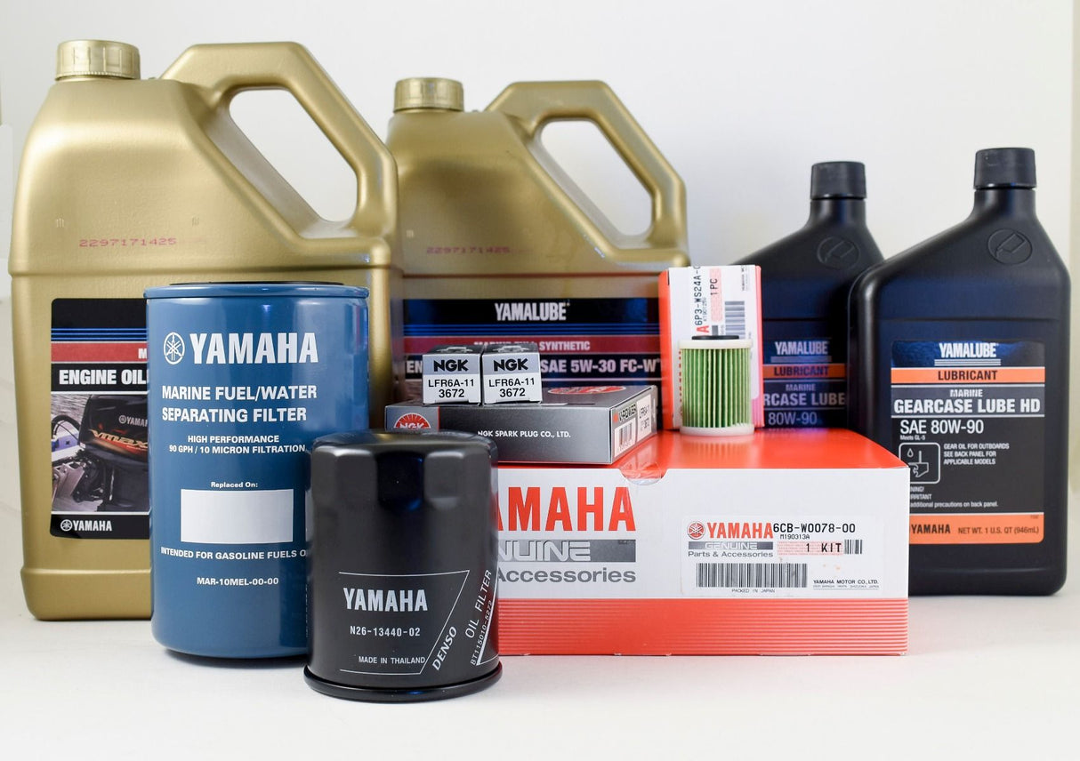 Yamaha 100 Hour Service Maintenance Kit With Cooling - Yamalube 5W-30 - VF200 VF225 VF250 SHO - LA Models Only - Contains Replacement SKU